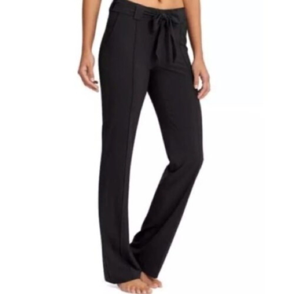 Athleta black tied waist straight‎ leg pants size 4